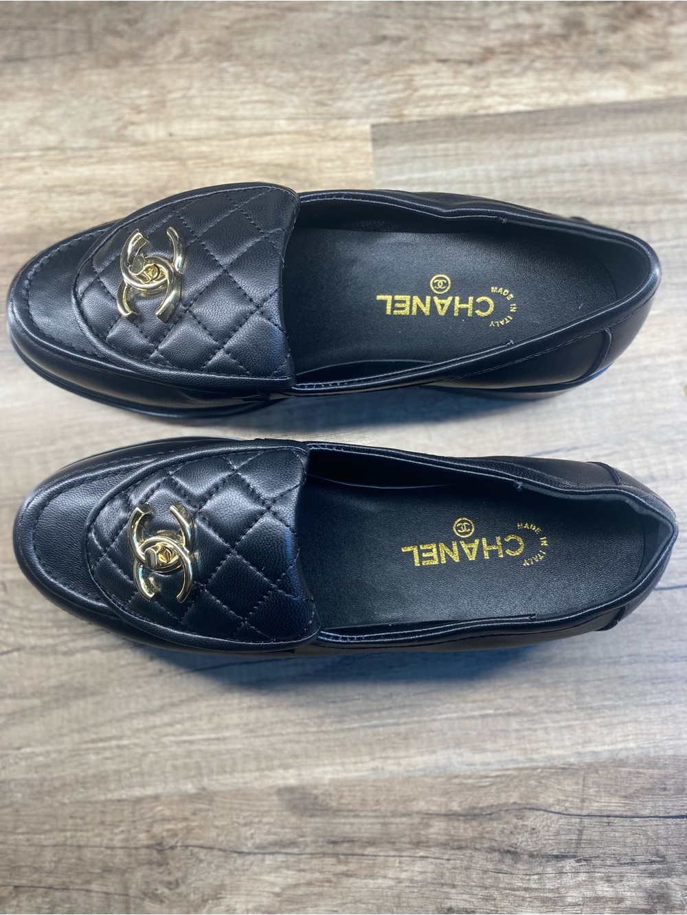 CHANEL Black Quilted Leather Loafers with Gold CC Hardware - Picture 3 of 5
